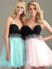 Exquisite Two-toned Strapless Sweetheart Neckline Sequined Band Accented Prom Dresses