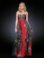 Extraordinary A-line Style Strapless Neckline Sequined Band and Jewel Accented Evening Dresses