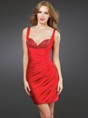 Extraordinary Sweetheart Neckline Sequined Trim Ruched Exquisite Red Taffeta Cocktail Dresses