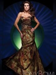 Eye-catching Print Taffeta Strapless Beading Accented Floral Embellishment Celebrity Dresses