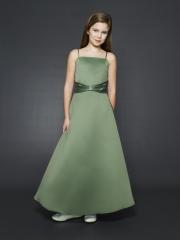 Fabulous A-line Satin Flower Girl Dress with Shinning Rhinestone Button