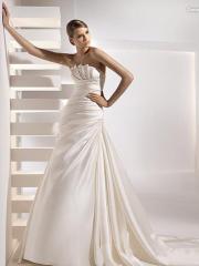 Fabulous Taffeta A-Line Gown with Ruched Bodice and Chapel Train