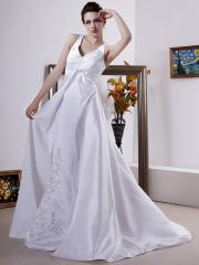 Fabulous White with V Neckline Wedding Dress