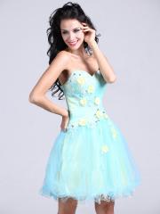 Fairy Short-length Floral Sweet-heart Homecoming Dress with Beadings