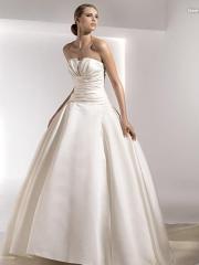 Fairytale Ball Gown Satin Bridal Dress with Balloon Skirt and Slit Bodice
