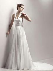 Fairytale Empire Contour White Chiffon Dress in Floor Length