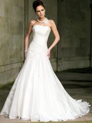 Fairytale Princess White Strapless Bridal Gown with Corset Back