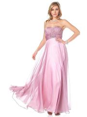 Fanciful Floor Length Sheath Style Pink Satin Bodice and Chiffon Skirt Mother of Brides Dress