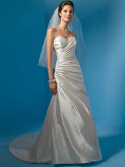 Fanciful Sweetheart Side-Draped Empire Gown of Court Train
