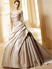 Fantastic A-Line Satin Gown for Brides with Chapel Train
