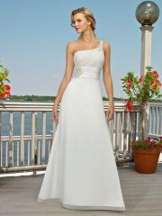 Fantastic One-Shoulder Empire White Beach Wedding Gown