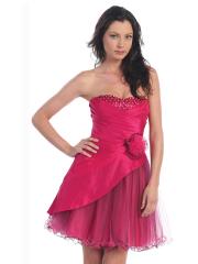 Fantasy Strapless Fuchsia Taffeta and Tulle Short Length Homecoming Gown of Flower
