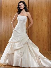 Fariytale Chic Taffeta Gown For Brides Adorned With Asymmetrical Pick-Up Skirt