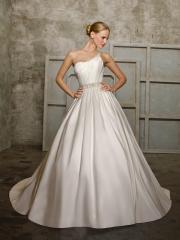 Farytale Ball Gown Satin One-Shoulder Gown with Bow Back