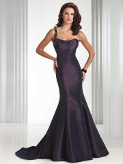 Fascinating One-Shoulder Floor Length Grape Silky Heavy Satin Diamantes Celebrity Gowns