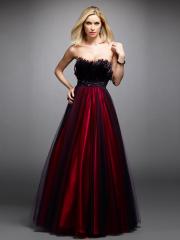 Fascinating Strapless Floor Length Ball Gown Feathered Bodice and Tulle Skirt Quinceanera Dress