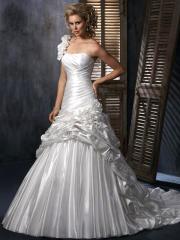 Fashionable One Shoulder A-Line Organza Lace Up Wedding Dress