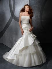 Fashionable Satin And Organza Strapless Mermaid Wedding Dress