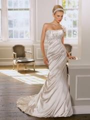 Fashionable Satin Strapless Sheath Pleated Wedding Dress