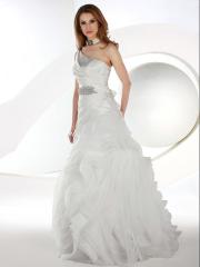 Fit And Flare Gown with A Bodice With A One Shoulder Strap Wedding Dress