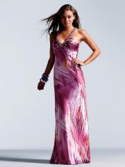 Flashing Halter Top Multi-Color Printed Floor Length Beaded Keyhole Back Celebrity Gown