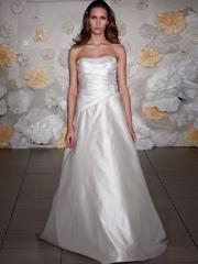 Flattering Strapless Satin A-Line Wedding Dress in Floor Length