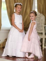 Flod Chiffon Stain White Flower Girl Dress with Bow Tie