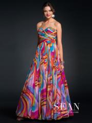 Floor Length Multi-Color Printed Evening Dress of Sweetheart Neck and Zipper Closure