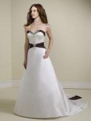 Floor Length Satin Sweetheart Chapel Gown with Embroidery