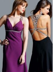 Floor Length Sheath Purple or Black Chiffon Diamantes Embellished Evening Dresses 2012