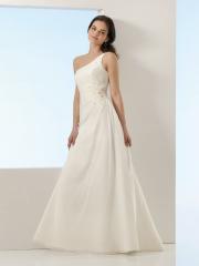 Floor Length Trumpet Female Gown of Chiffon and One-Shoulder Neckline