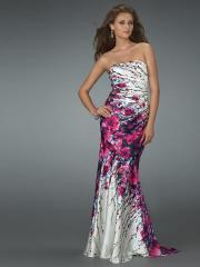 Floral Multi-Color Print Strapless Neckline Sleeveless Floor-Length Prom Dress