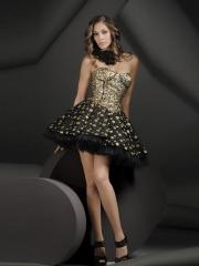 Flowing A-line Style Strapless Sweetheart Neckline Sequined Bodice Short Length Prom Dresses