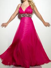 Fuchsia Chiffon Embellished Halter Sweetheart Neckline Empire Waist Sleeveless Floor-Length Bridesmaids Dress
