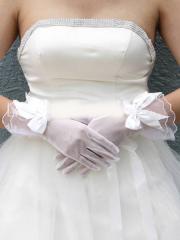 Fullfingers Wrist Long White Lace Wedding Gloves