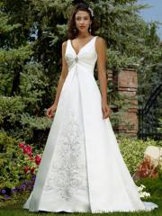 Garden Wedding Gown Styled in V-Neck, Embroidery and Satin Fabrication