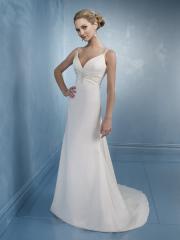 Gentle Chiffon V-Neck Gown with Chapel Train and Beading