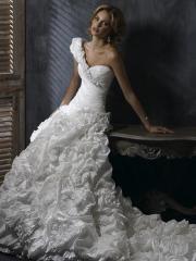 Glamorous A-Line One Shoulder Taffeta Wedding Dress