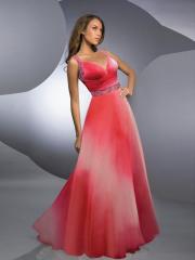 Glamorous Halter Neck Floor Length Watermelon Ombre Chiffon Wedding Party Gown
