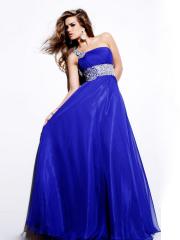 Glamorous Sheath Royal Blue Sequined One-Shoulder Neckline Sleeveless Floor-Length Evening Dress