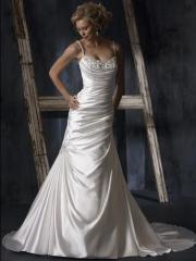 Glamorous Spaghetti Straps Duchess Satin Gown in Floor Length