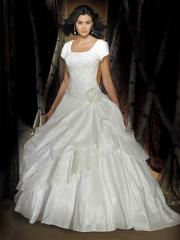 Glamorous Square Satin Taffeta Ball Gown Wedding Dress