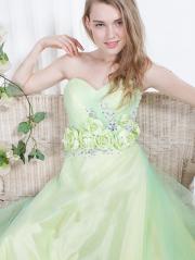 Glamorous Sweet-heart Floor-length Floral Homecoming Dress with Rhinestones