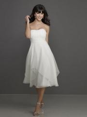 Glamorous White Chiffon Strapless Neckline Sleeveless Tea-Length  Prom Dress