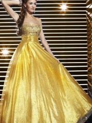 Glitter Tulle and Gold Taffeta Ball Gown Style Sequined Top Full Length Quinceanera Dresses