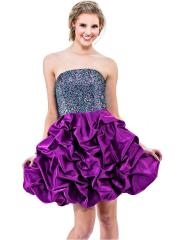 Glittering Exquisite A-line Style Strapless Sequined Bodice Pick-up Skirt Homecoming Dresses
