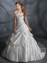 Glittering Strapless Satin A-Line Gown Adorned Ornate Embroidery and Beadings