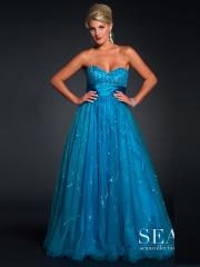 Gorgeous A-Line Floor Length Ice Blue Silky Satin and Tulle Celebrity Dress of Sequins