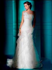 Gorgeous A-Line Organza Strapless Pleated Bodice Wedding Dress