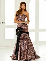 Gorgeous Floor Length Sheath Style Animal Printed Bow Tie Attached Celebrity Gowns